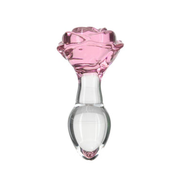 Pillow Talk Rosy Luxurious Glass Anal Plug w Clear Gem