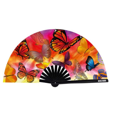 Butterfly Garden Blacklight Folding Fan