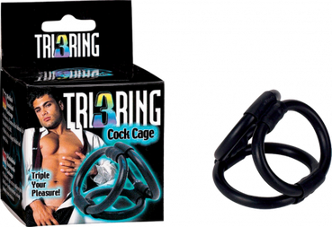 Tri Ring 3 Cock Cage (Black)